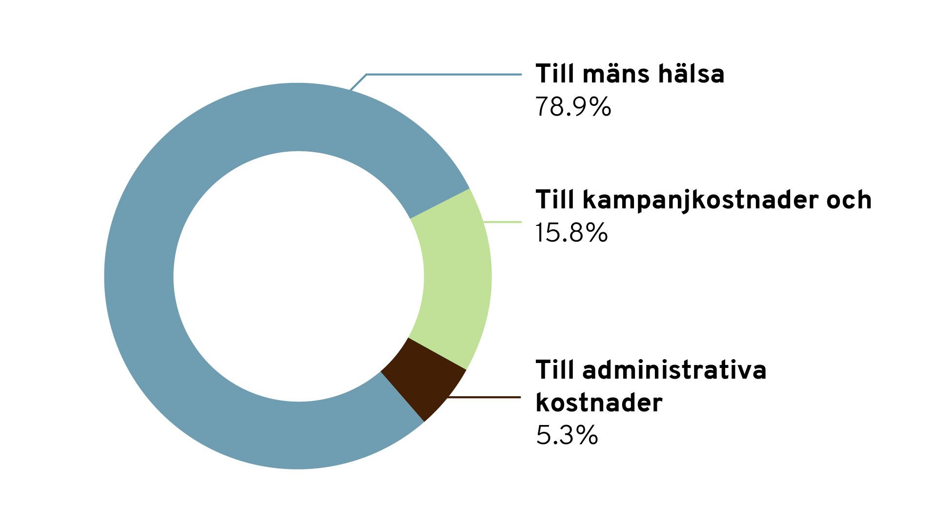 Pie chart showing Movember's financial information.