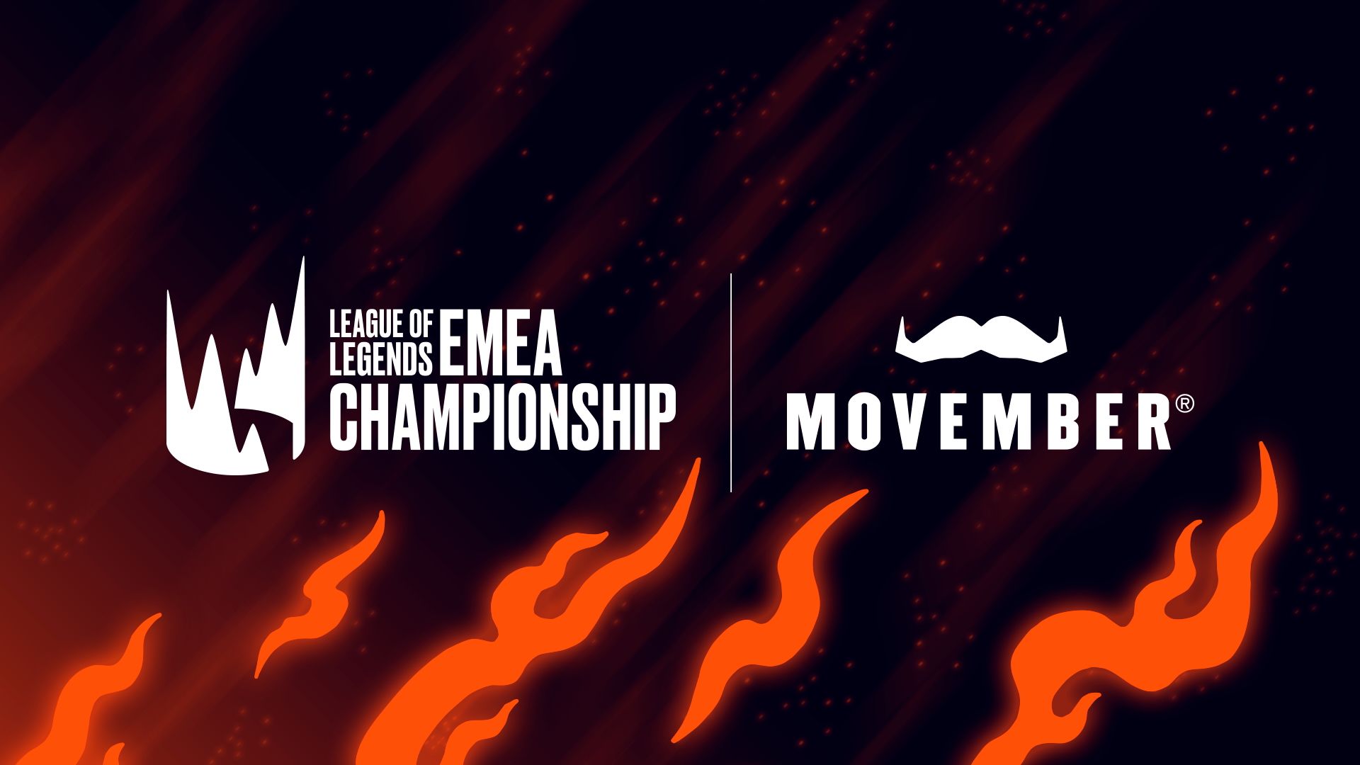 EMEA Leage of Legends and Movember Logos on a black background